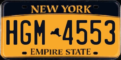 NY license plate HGM4553