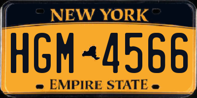 NY license plate HGM4566