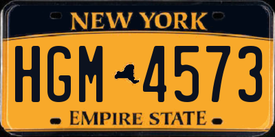 NY license plate HGM4573