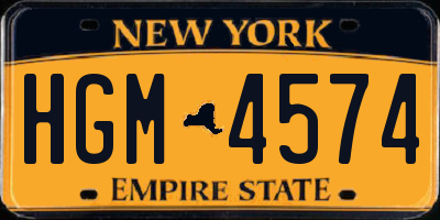 NY license plate HGM4574