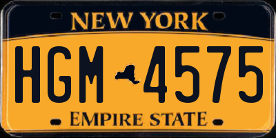 NY license plate HGM4575