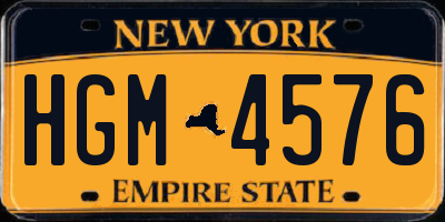 NY license plate HGM4576