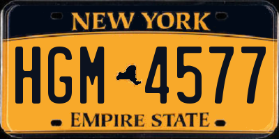 NY license plate HGM4577