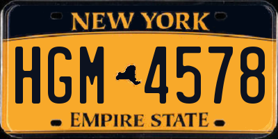 NY license plate HGM4578