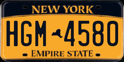 NY license plate HGM4580