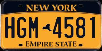 NY license plate HGM4581