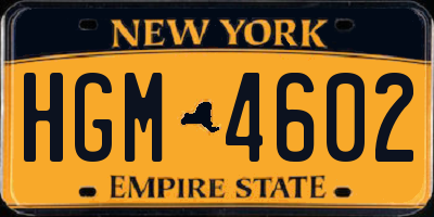 NY license plate HGM4602