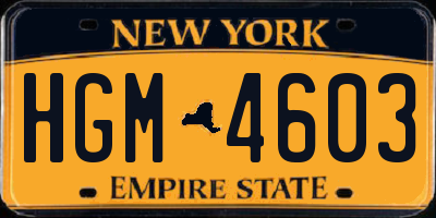 NY license plate HGM4603