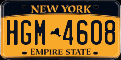 NY license plate HGM4608