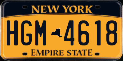 NY license plate HGM4618