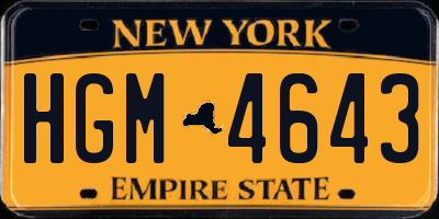 NY license plate HGM4643