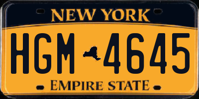 NY license plate HGM4645