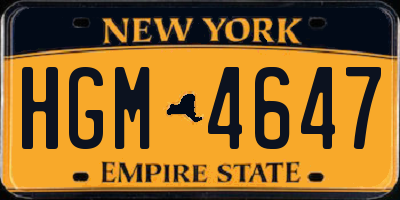 NY license plate HGM4647