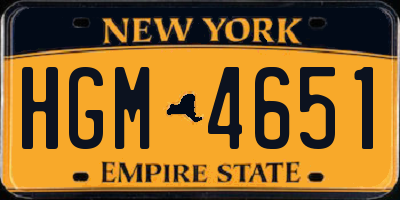 NY license plate HGM4651