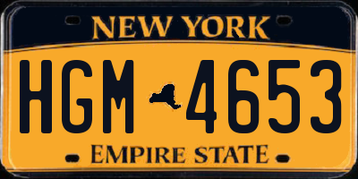 NY license plate HGM4653