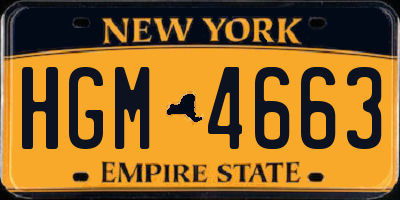 NY license plate HGM4663