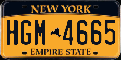 NY license plate HGM4665