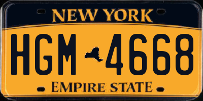 NY license plate HGM4668