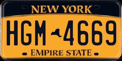 NY license plate HGM4669