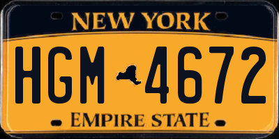 NY license plate HGM4672