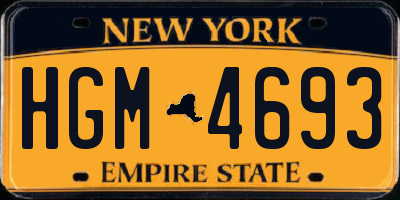 NY license plate HGM4693