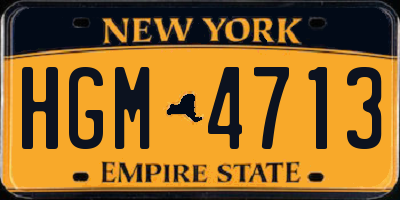 NY license plate HGM4713