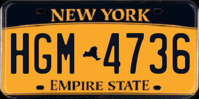NY license plate HGM4736