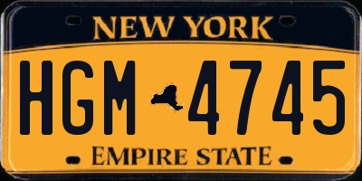 NY license plate HGM4745