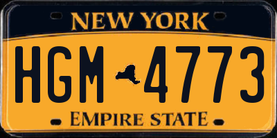 NY license plate HGM4773