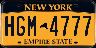 NY license plate HGM4777