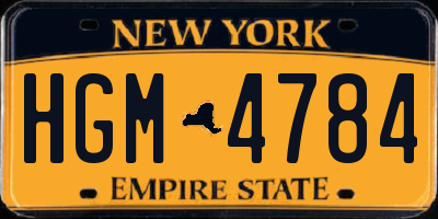 NY license plate HGM4784