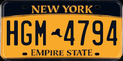 NY license plate HGM4794