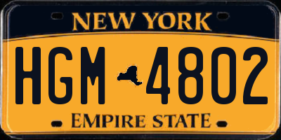 NY license plate HGM4802
