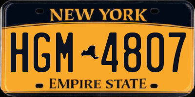 NY license plate HGM4807