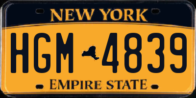 NY license plate HGM4839