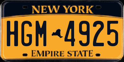 NY license plate HGM4925