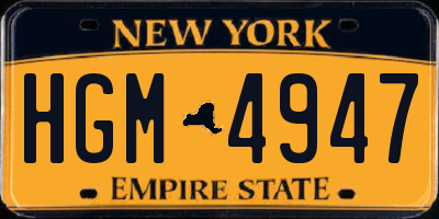 NY license plate HGM4947