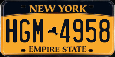 NY license plate HGM4958