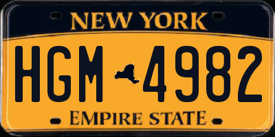 NY license plate HGM4982