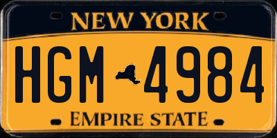 NY license plate HGM4984