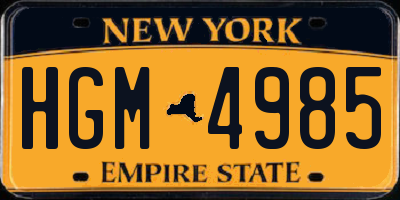 NY license plate HGM4985