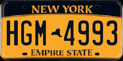 NY license plate HGM4993