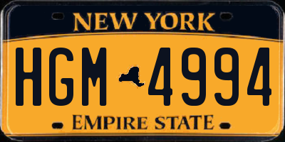 NY license plate HGM4994