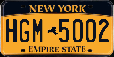 NY license plate HGM5002