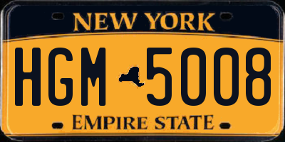 NY license plate HGM5008