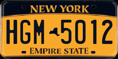 NY license plate HGM5012