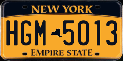 NY license plate HGM5013