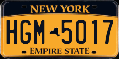 NY license plate HGM5017