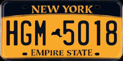 NY license plate HGM5018