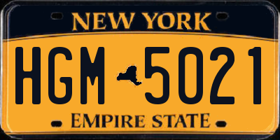 NY license plate HGM5021